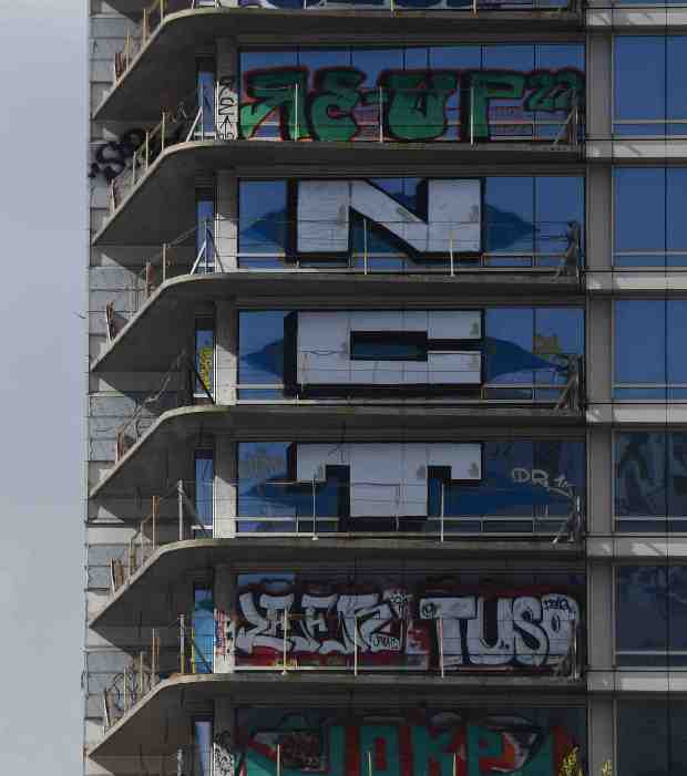 Several floors at each of the three unfinished buildings in...
