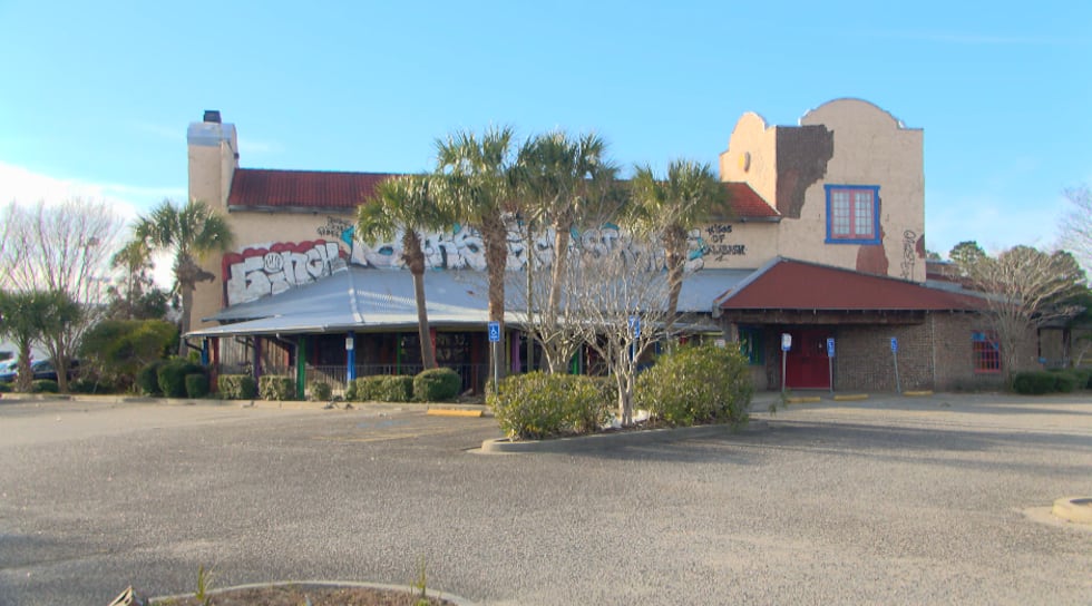 Burro Loco as seen on Feb. 8, 2024, when graffiti and vandalism was most visible on the building.