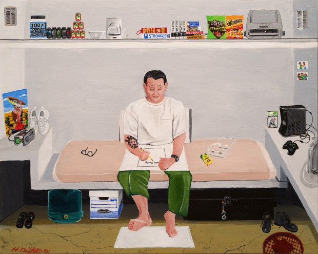 Hector Castillo's self-portrait in his prison bed. (Provided by Sarah McKenzie)
