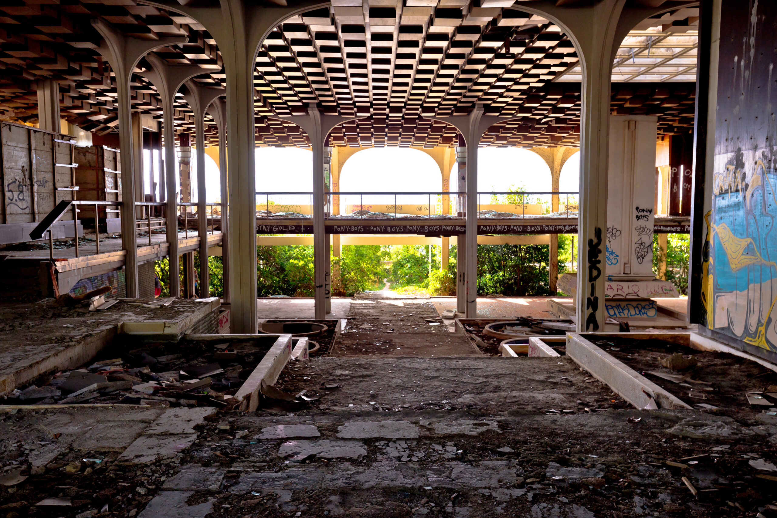 Tourists now visit the ruins of the hotel
