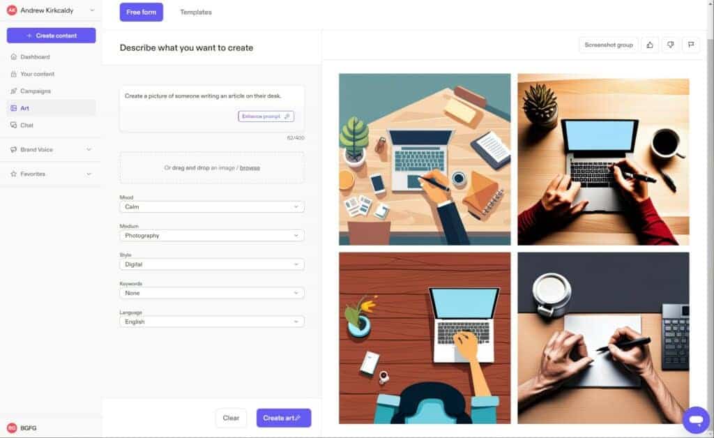 A captivating screen shot of a website with various images created by the best AI art generators.