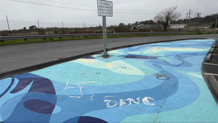 Antisemitic graffiti reported at Herrick Avenue Park & Ride, Eureka. [All Photos by Ryan Hutson]