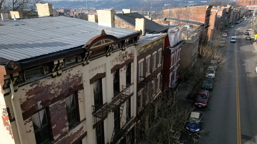 Vacant buildings from the 19th century in the historic Mohawk Place neighborhood of Cincinnati. 