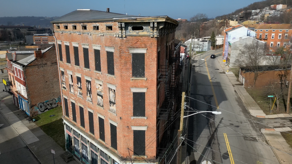 A vacant building in the historic Mohawk Place neighborhood of Downtown Cincinnati. 