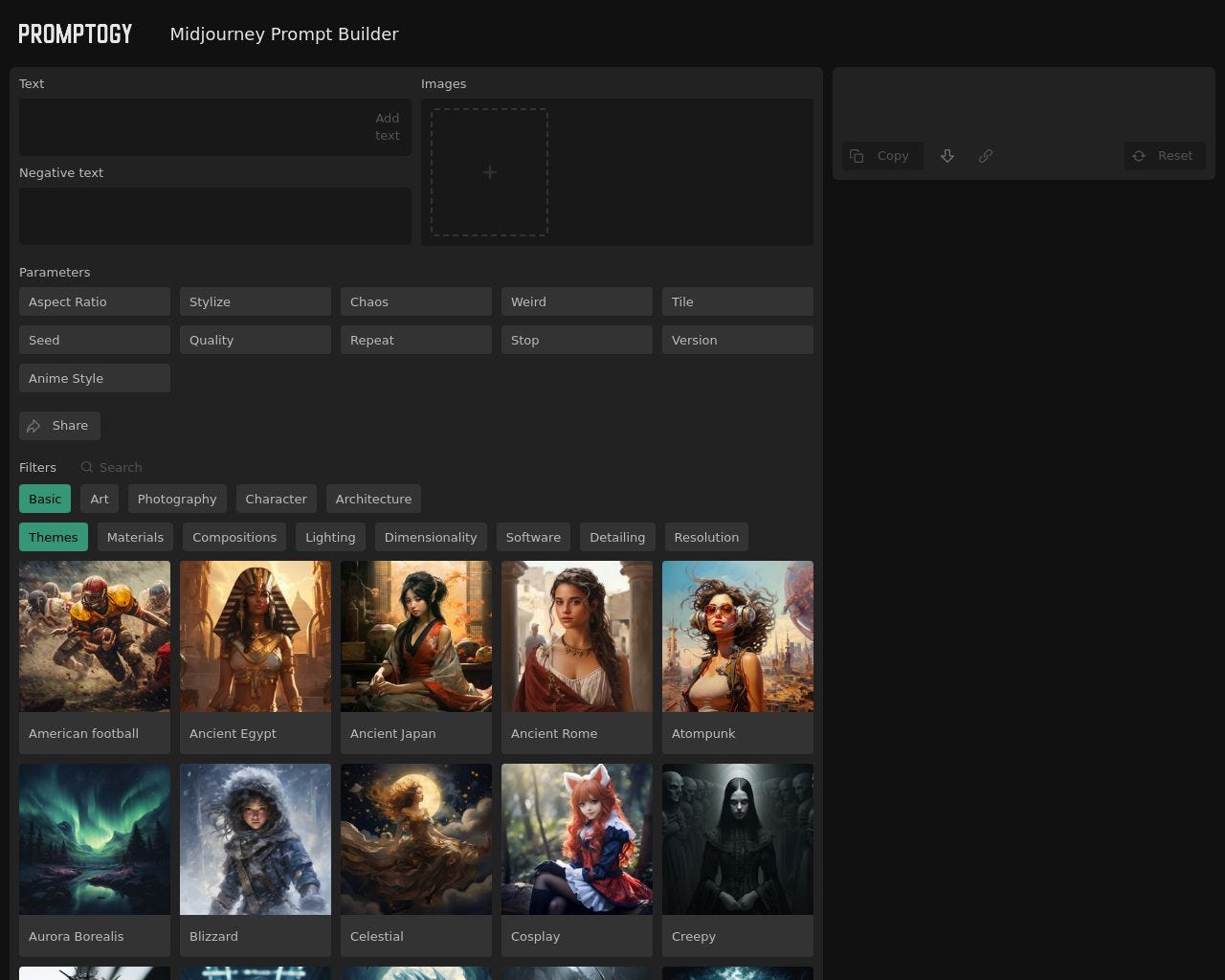 Midjourney Prompt Builder