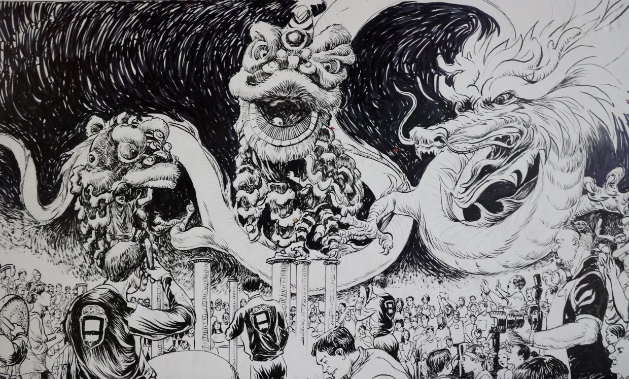 A festive piece from Lee's sketch series. Photo: The Star/Art Chen