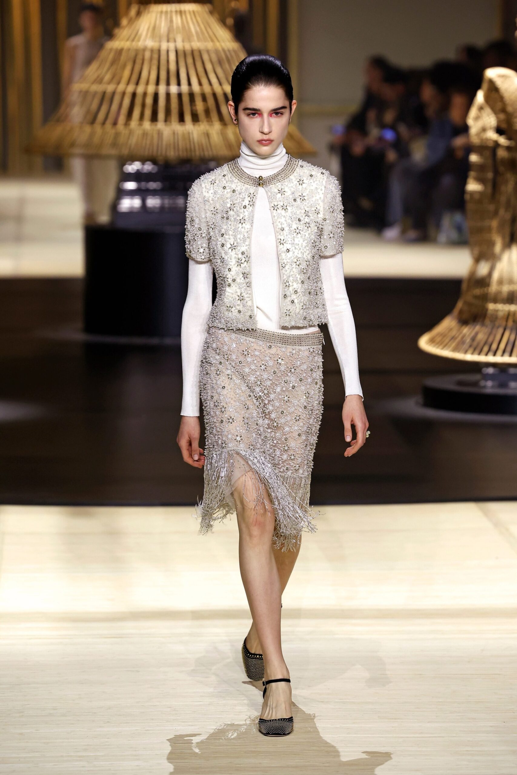 An embellished skirt suit from Dior’s autumn/winter 2024 collection. Photo: Xinhua