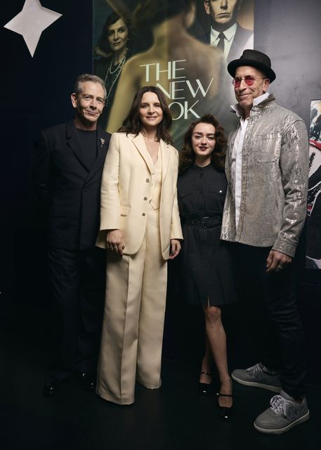 Ben Mendelsohn, Juliette Binoche and Maisie Williams with Todd Adam Kessler, creator of Apple TV+ drama 'The New Look'. Photo: Laora Queyras.