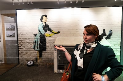 Banksy's Valentine's Day Mascara on display at Yamaha Music London. Photo: Red Eight Gallery
