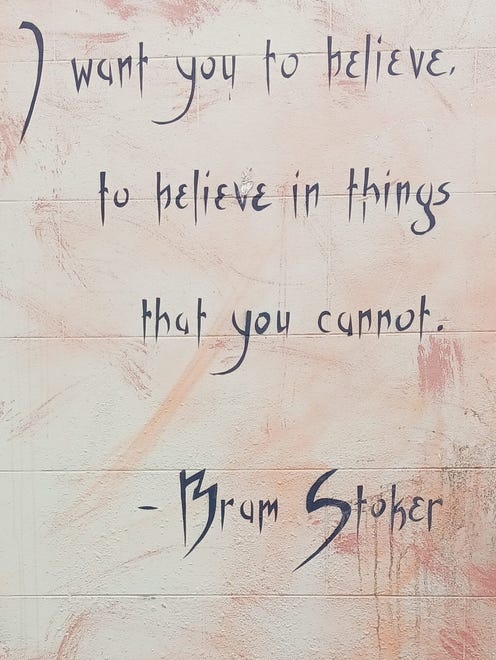 Murals adorn one of the homes where Irish-born writer Bram Stoker, author of