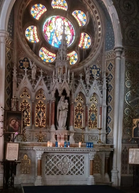Inside the sanctuary of the Church of the Most Holy Rosary in Midleton, in County Cork, Ireland.