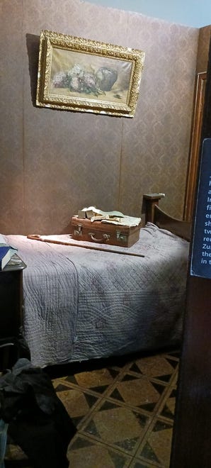 James Joyce's bedroom, with his trunk and walking stick, is on view at the James Joyce Centre in Dublin.