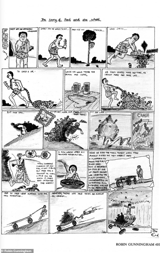 Gunningham left school aged 16, when he began experimenting with street art. The comic above was done by a 15-year-old Gunningham