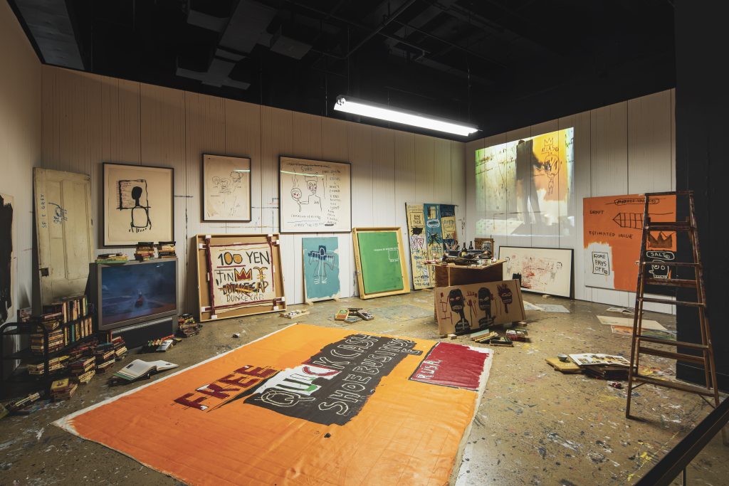 Installation view of “Jean-Michel Basquiat: King Pleasure.” Photo by Ivane Katamashvili, courtesy of the Jean-Michel Basquiat Estate.
