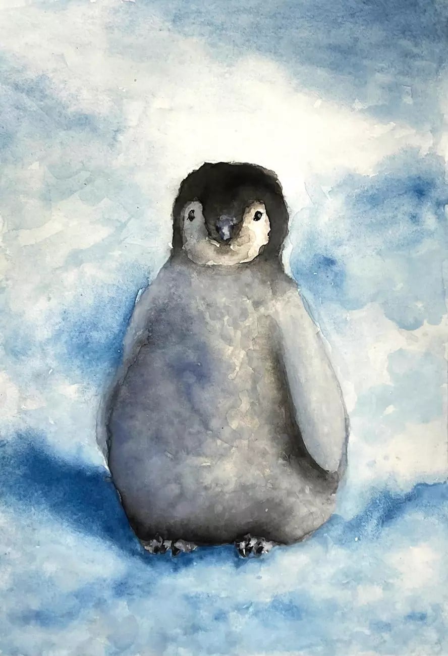 Teenager's painting of a penguin