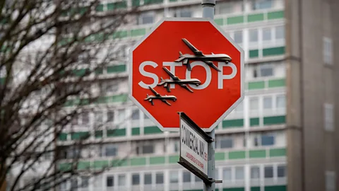 Alamy Banksy covered a stop sign in Peckham, South London with military drones in December 2023 – it was removed an hour later (Credit: Alamy)