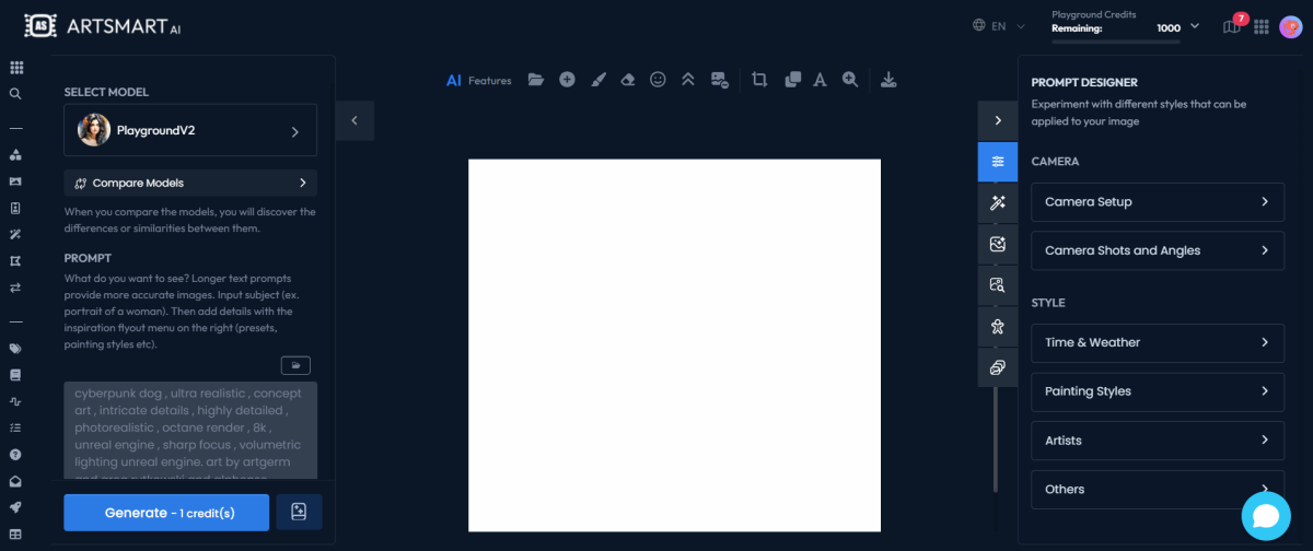 ArtSmart AI art generator.