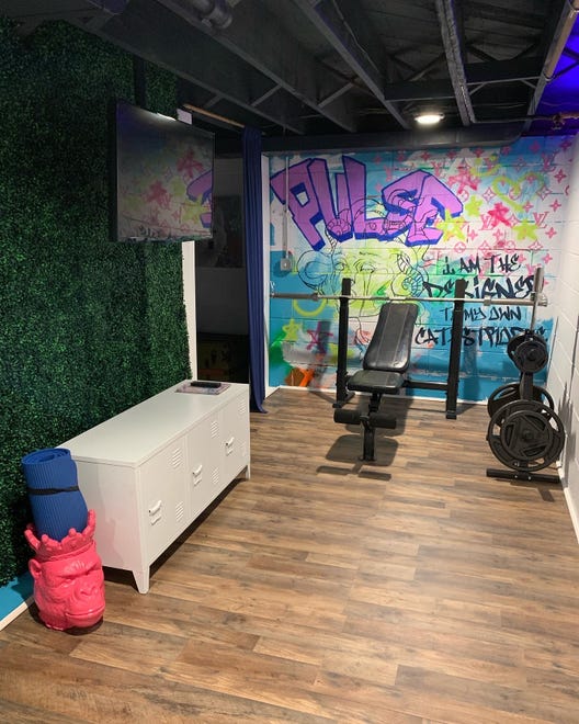 The home gym at this home in Louisville's Fern Creek area was inspired by luxury gyms in Los Angeles.