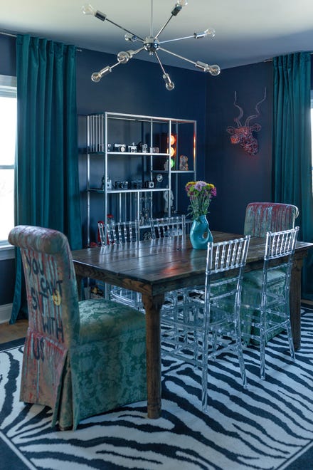 The dining table at this home in Louisville's Fern Creek area was made with barn wood from a family farm.