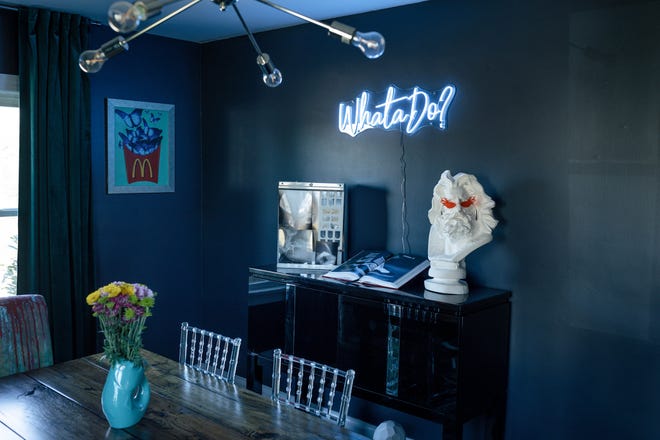 X-rays of the homeowner’s partner’s teeth are on display in the dining room at this home in Louisville's Fern Creek area.