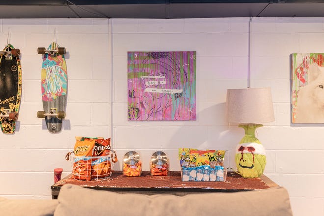 A fully stocked stash of snacks sits in the media room at this home in Louisville's Fern Creek area.