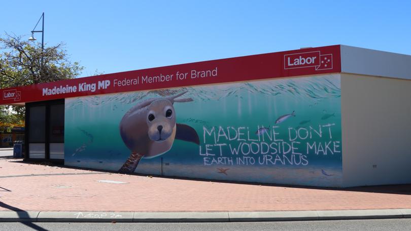 Graffiti at Madeleine King’s office in Rockingham.