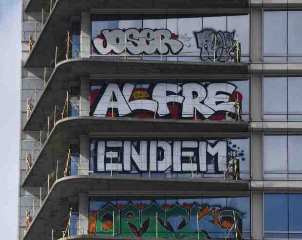 Several floors at each of the three unfinished buildings in...