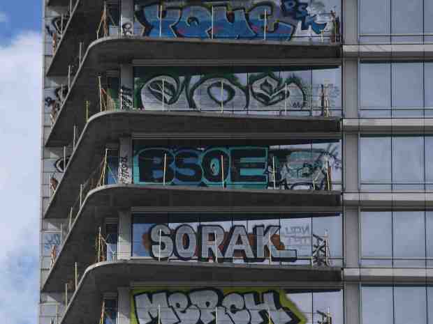 Several floors at each of the three unfinished buildings in...