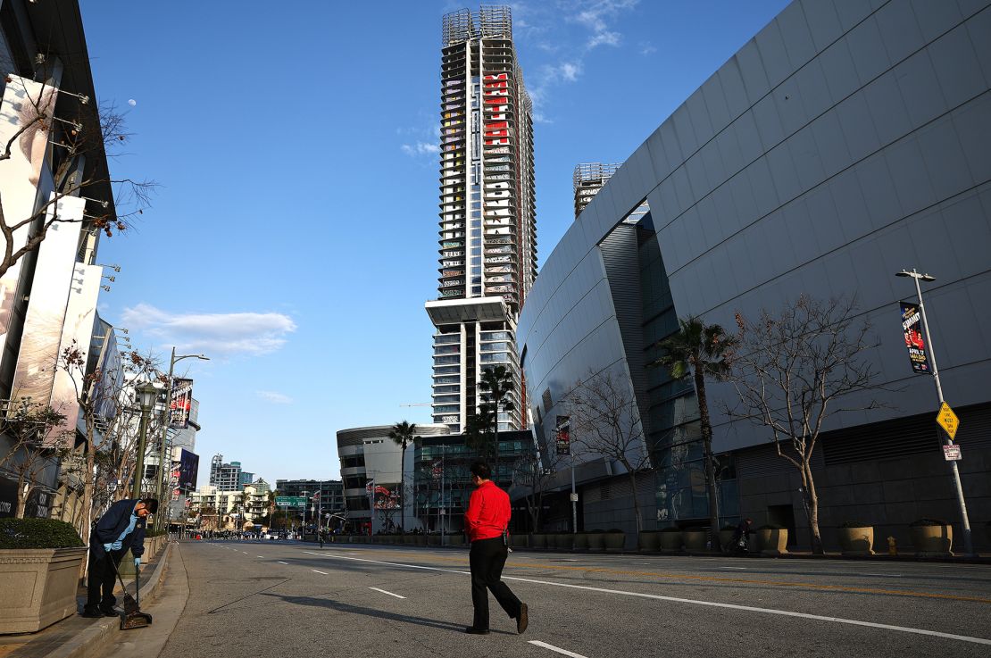 Multi-floor graffiti tags and slogans are visible on one of the three high-rise buildings at Oceanwide Plaza on March 20. Such is the prominence of the artwork that the Plaza has become known as